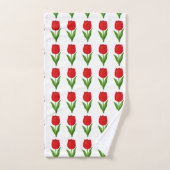 Motif de fleur de tulipe rouge moderne sur fond bl (Serviette à main)