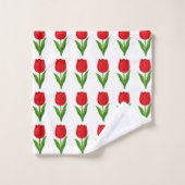 Motif de fleur de tulipe rouge moderne sur fond bl (Gant de toilette)