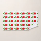 Motif de fleur de tulipe rouge moderne sur fond bl (Serviette à main)