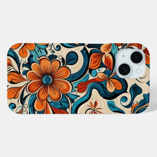 motif de fleur iPhone 15 Coque (Verso (horizontal))