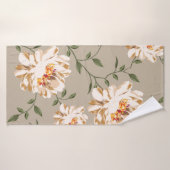 motif de fleur marron sur fond bleu (Serviette de bain)