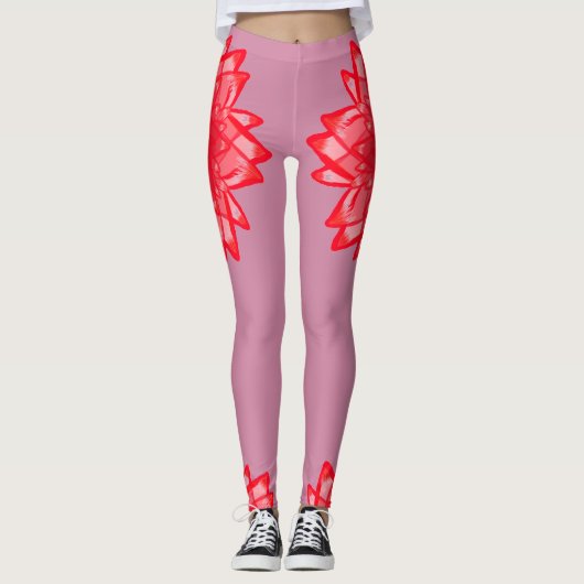 Motif de fleur rouge votre legging personnalisable (Devant)
