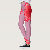 Motif de fleur rouge votre legging personnalisable (Gauche)