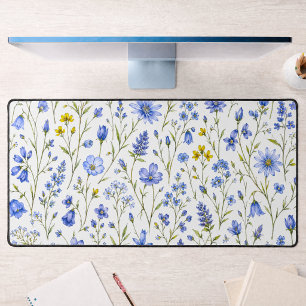 Motif de fleur sauvage aquarelle bleu jaune vert