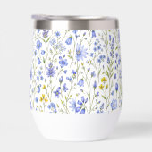 Motif de fleur sauvage aquarelle jaune bleu vert (Droite)