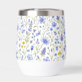 Motif de fleur sauvage aquarelle jaune bleu vert (Arrière)