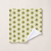 Motif de fleur simple tournesol marron vert jaune (Gant de toilette)