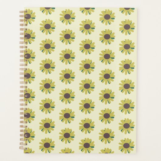 Motif de fleur simple tournesol marron vert jaune (Devant)