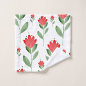 Motif de fleurs Abstrait couleur rouge (Gant de toilette)