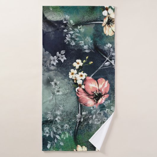 motif de fleurs abstrait transparent sur fond de m (Serviette de bain)