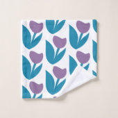 Motif de fleurs Abstrait violet et bleu (Gant de toilette)