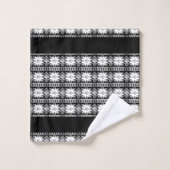 Motif de fleurs abstraites sur monogramme noir et (Gant de toilette)