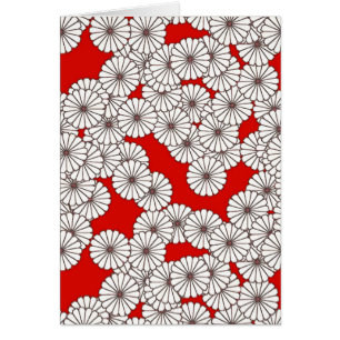 Motif de fleurs Art Déco - blanc sur rouge