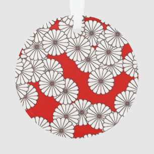 Motif de fleurs Art Déco - blanc sur rouge