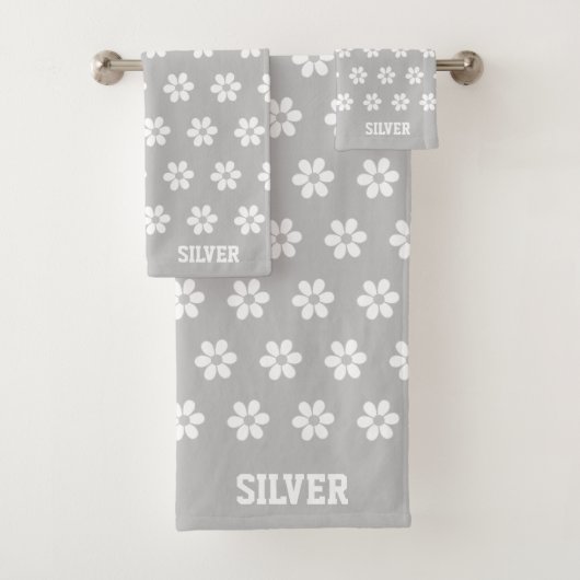 Motif de fleurs blanches sur gris clair Personnali (En situation)