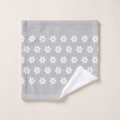 Motif de fleurs blanches sur gris clair Personnali (Gant de toilette)
