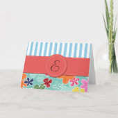Motif De Fleurs, Bleues, Monogramme (Devant)