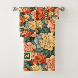 Motif de fleurs colorées Monogramme personnalisé