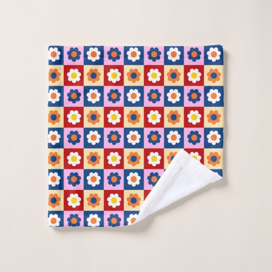 Motif de fleurs colorées rétro mignon  (Gant de toilette)