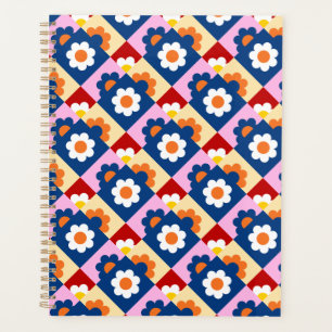 Motif de fleurs colorées rétro mignon