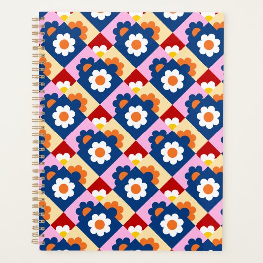 Motif de fleurs colorées rétro mignon (Devant)