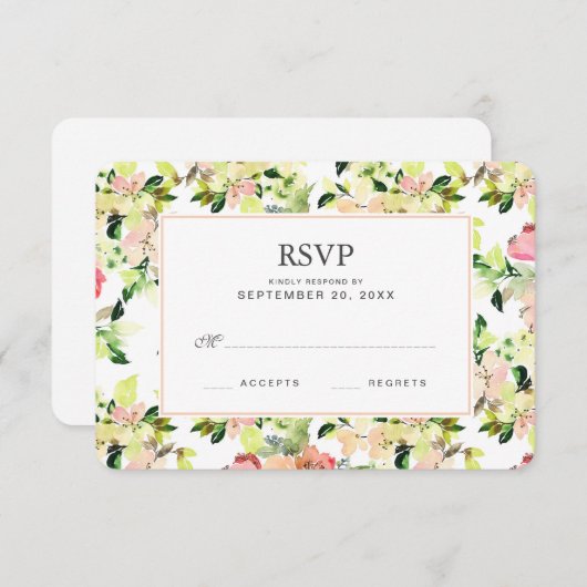 Motif de fleurs d'aquarelle rose - Mariage RSVP (Devant / Derrière)