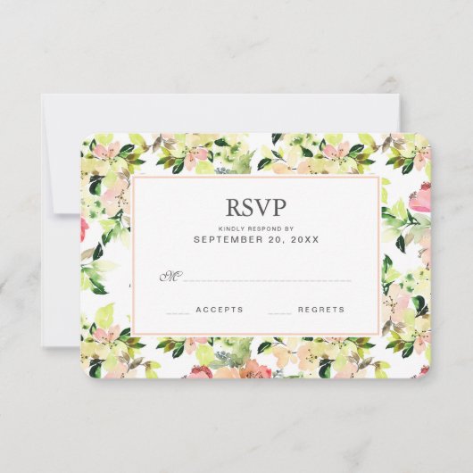 Motif de fleurs d'aquarelle rose - Mariage RSVP (Devant)