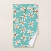 Motif de fleurs de citron d'été sur turquoise (Serviette à main)