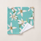 Motif de fleurs de citron d'été sur turquoise (Gant de toilette)