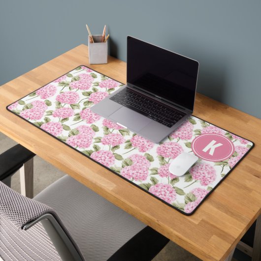 Motif de fleurs d'hydrangea rose élégant avec mono (Bureau 2)