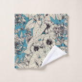 Motif de fleurs en bleu blanc (Gant de toilette)