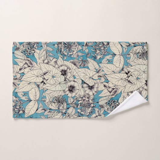 Motif de fleurs en bleu blanc (Serviette à main)