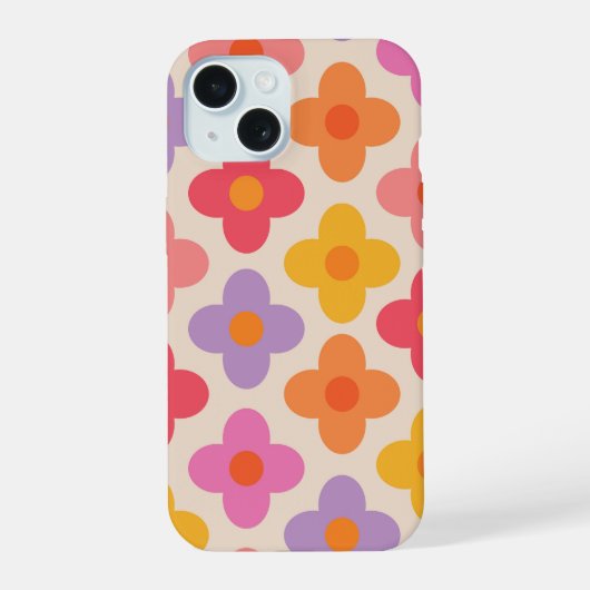 Motif de fleurs hippies colorées rétro (Verso)