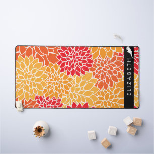 Motif De Fleurs, Orange Dahlia, Votre Nom