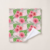 Motif de fleurs rose tropicale (Gant de toilette)