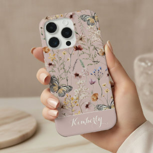 Motif de fleurs sauvages à l'aquarelle rose blush