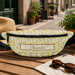 Motif de fleurs sauvages jaunes Monogramme Nom