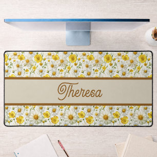 Motif de fleurs sauvages jaunes Monogramme Nom