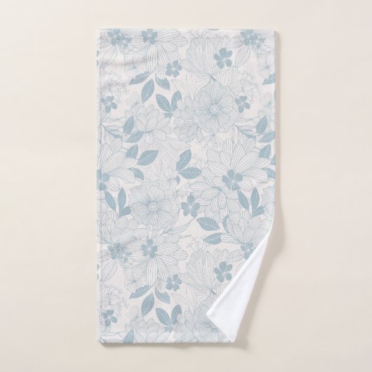 Motif de fleurs Vintages bleu clair (Serviette à main)