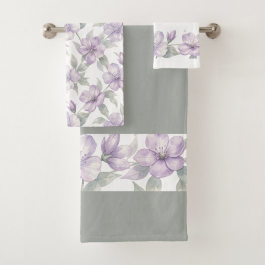 Motif de fleurs violettes à l'aquarelle (En situation)