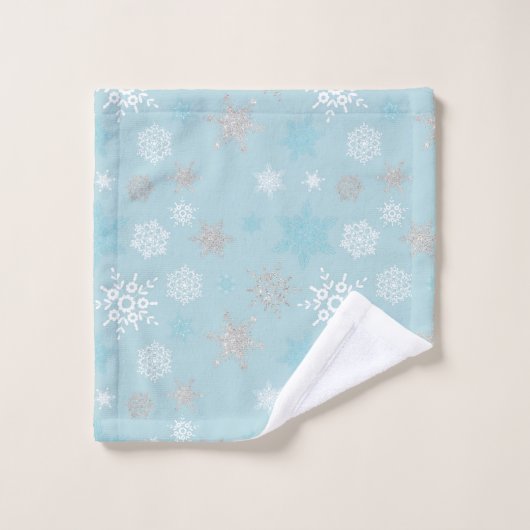 Motif de flocon de neige bleu hiver (Gant de toilette)