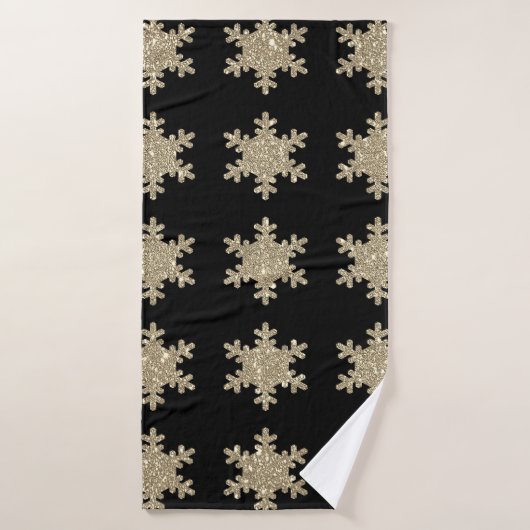 Motif de flocon de neige d'or noir élégant élégant (Serviette de bain)