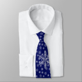 Motif de flocons blancs sur Cravate bleu foncé (Attaché)