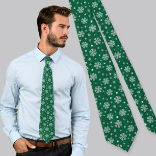 Motif de flocons de neige sur Cravate vert Cadmium