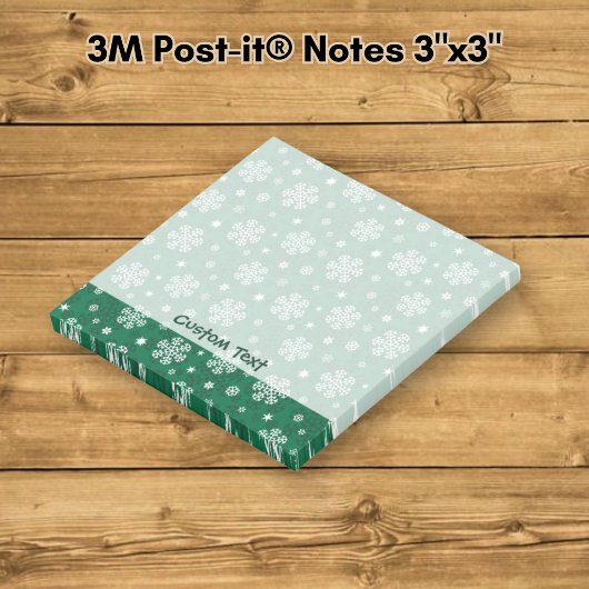 Motif de flocons de neige sur des Post-it vert cad