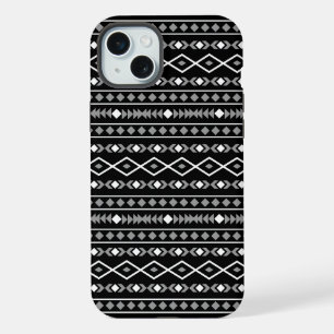 Motif de formes aztèques gris blanc noir