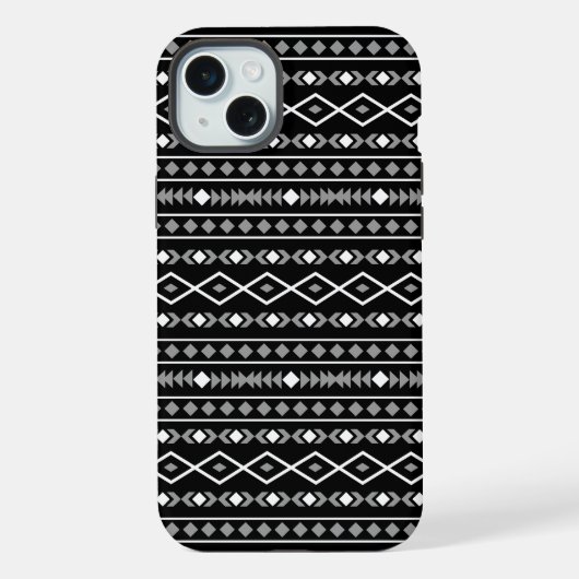 Motif de formes aztèques gris blanc noir (Verso)