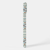 Motif de formes aztèques rouille crème bleu sarcel (Côté droit)