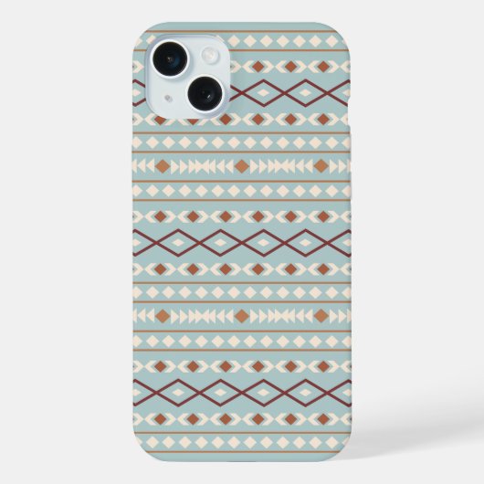 Motif de formes aztèques rouille crème bleu sarcel (Verso)
