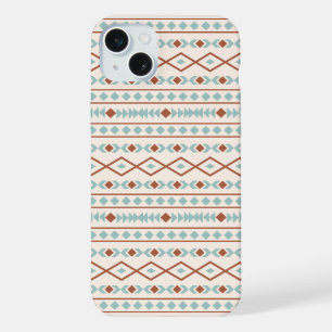 Motif de formes aztèques rouille sarcelle crème